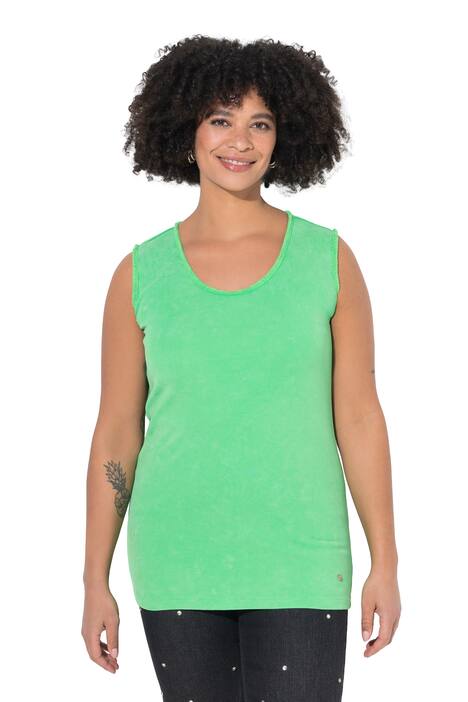 Stonewashed Fringed Hem Tank Top