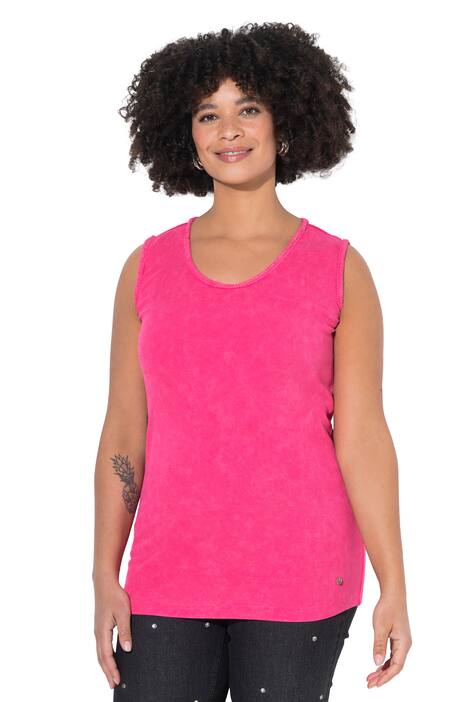 Stonewashed Fringed Hem Tank Top