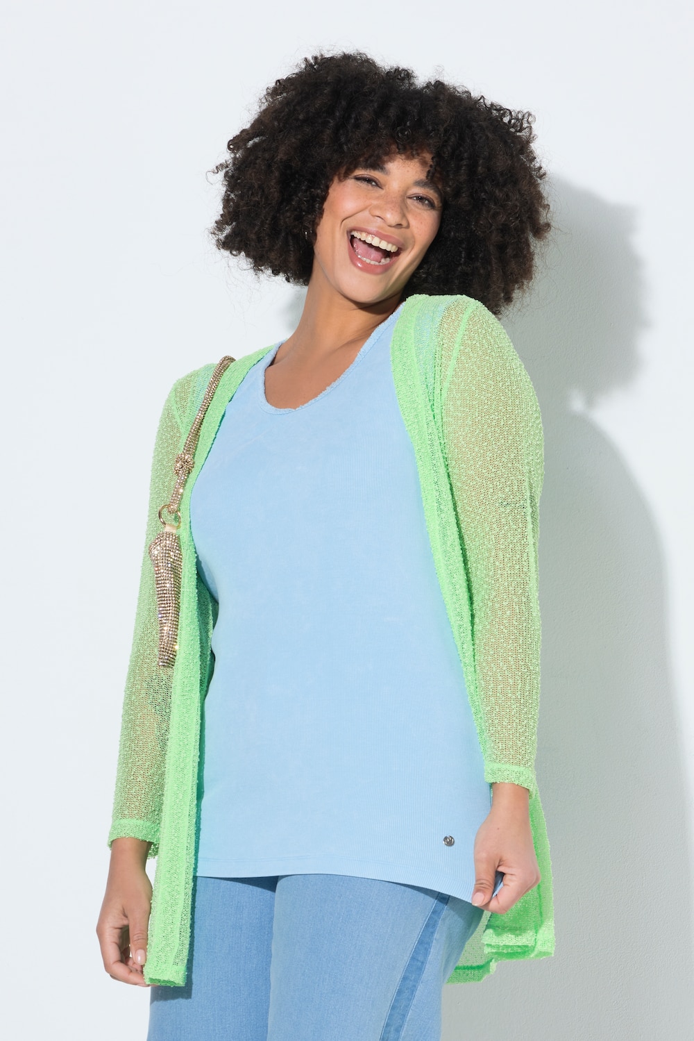 Top, körpernahe Passform, Fransenkanten