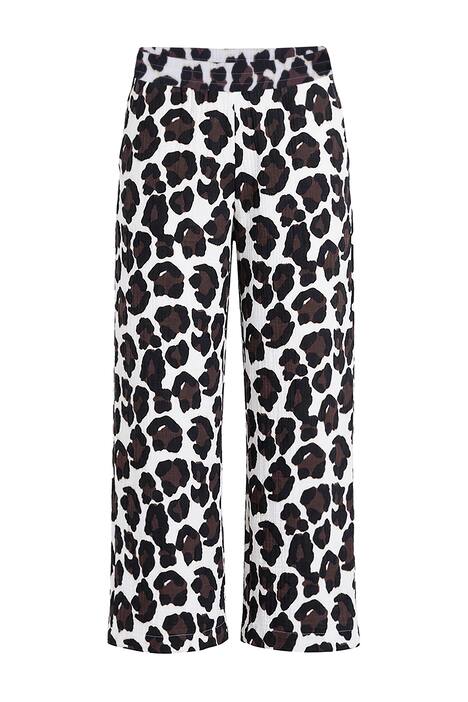 Kalhoty, široký střih, mušelín, leopard