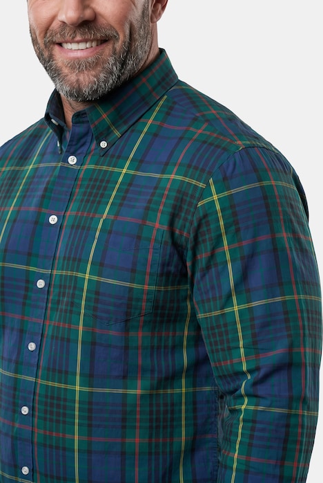 Koszula w kratę, długi rękaw, kołnierzyk z guzikami, wygodny krój, do 8 XL