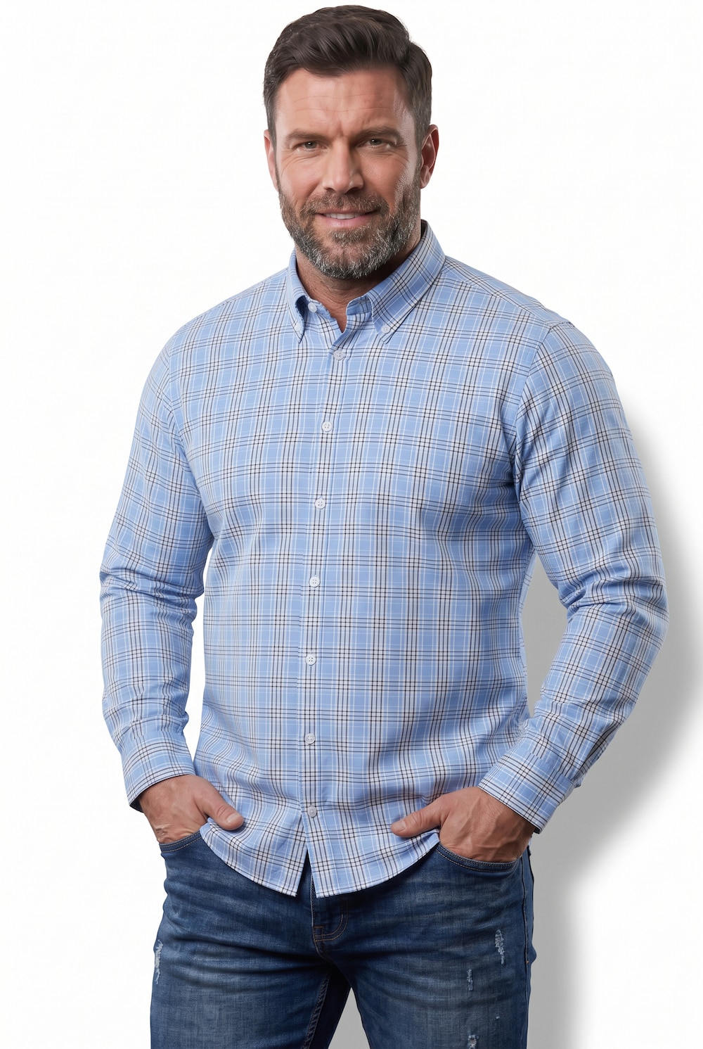 Karohemd, Langarm, Buttondown-Kragen, Comfort Fit, bis 8 XL