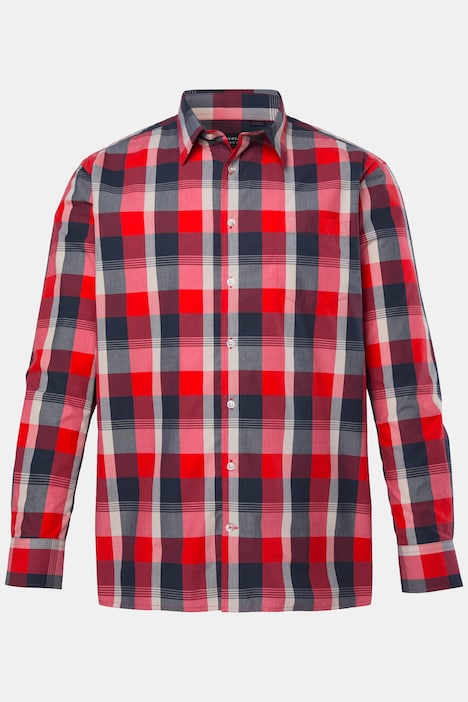 Koszula w kratę, długi rękaw, kołnierzyk typu kent, wygodny krój, do rozm. 8 XL