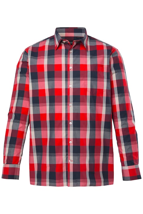 Kostkovaná košile, dlouhé rukávy, kentový límec, komfortní střih, do vel. 8XL