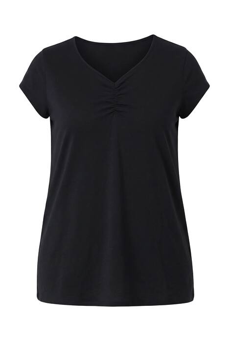 Tričko, volný střih, srdcový výstřih s řasením