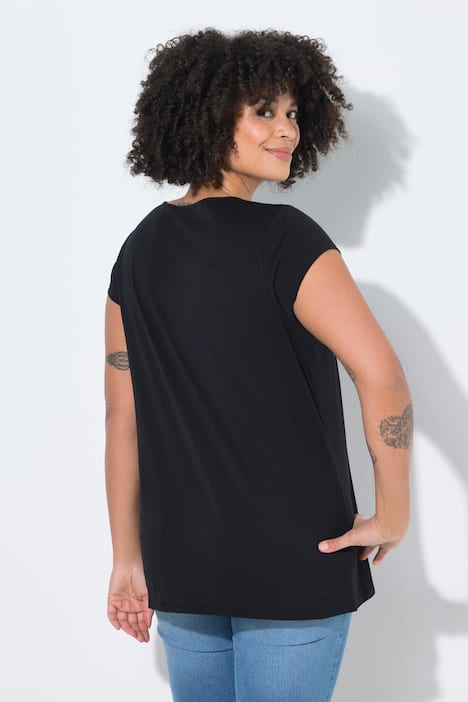 T-Shirt, bequeme Passform, Herz-Ausschnitt mit Raffung