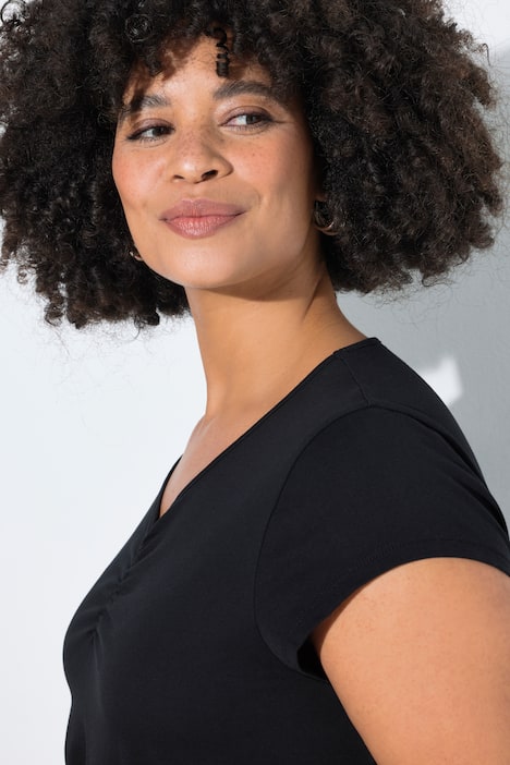 T-Shirt, bequeme Passform, Herz-Ausschnitt mit Raffung