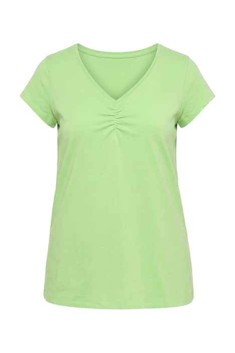 Tričko, volný střih, srdcový výstřih s řasením