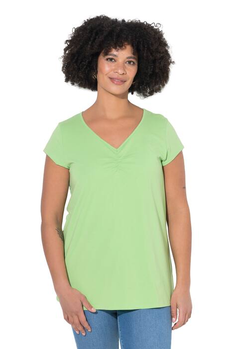 Tričko, volný střih, srdcový výstřih s řasením