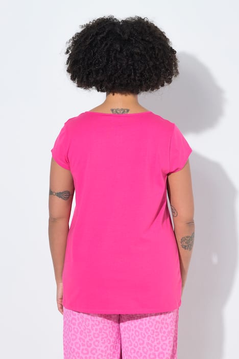 T-Shirt, bequeme Passform, Herz-Ausschnitt mit Raffung