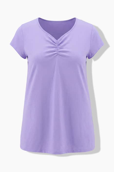 T-Shirt, bequeme Passform, Herz-Ausschnitt mit Raffung