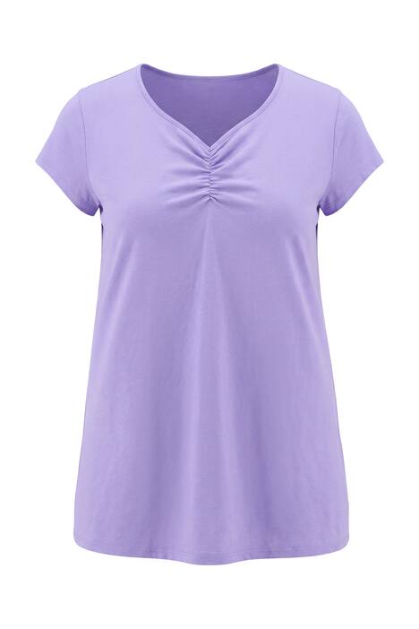 Tričko, volný střih, srdcový výstřih s řasením