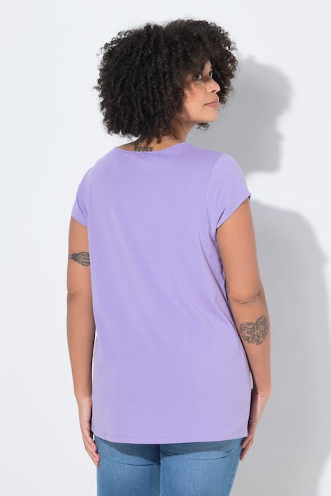 T-Shirt, bequeme Passform, Herz-Ausschnitt mit Raffung