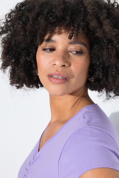 T-Shirt, bequeme Passform, Herz-Ausschnitt mit Raffung