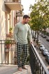 Schlafanzug, Zweiteiler, Bauchfit, Karo, Langarm, bis 8 XL