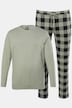 Piżama, zestaw dwuczęściowy, Belly Fit, krata, długi rękaw, do rozm. 8XL