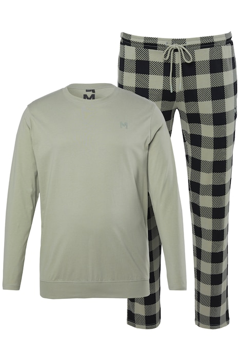 pyžamo, dvoudílná souprava, střih na bříško, kostkované, dlouhé rukávy, do vel. 8XL