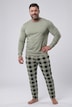 Piżama, zestaw dwuczęściowy, Belly Fit, krata, długi rękaw, do rozm. 8XL