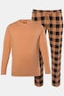 Piżama, zestaw dwuczęściowy, Belly Fit, krata, długi rękaw, do rozm. 8XL