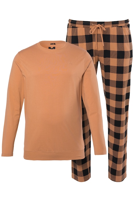 pyžamo, dvoudílná souprava, střih na bříško, kostkované, dlouhé rukávy, do vel. 8XL