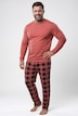 Piżama, zestaw dwuczęściowy, Belly Fit, krata, długi rękaw, do rozm. 8XL