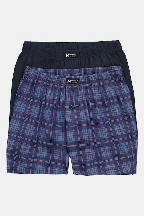 Boxershorts, 2er-Pack, uni/Karo, OEKO-TEX, bis 8 XL