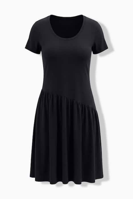 Asymmetric Flounce Panel Short Sleeve Jersey Dress