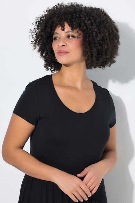 Asymmetric Flounce Panel Short Sleeve Jersey Dress