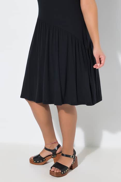 Asymmetric Flounce Panel Short Sleeve Jersey Dress
