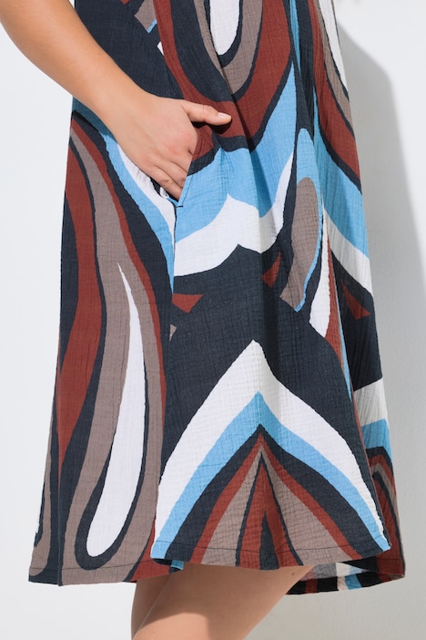 Robe trapèze à bretelles en mousseline, avec décolleté en V