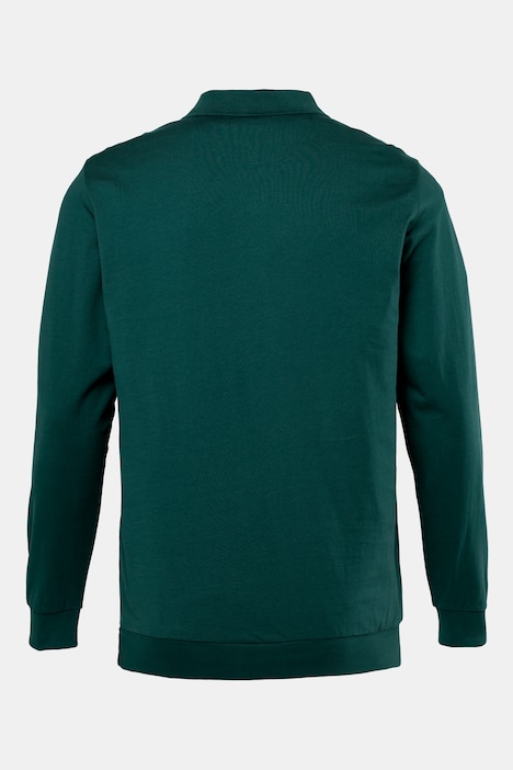 Langarmpoloshirt, Bauchfit, verdeckter Zipper, bis 8 XL