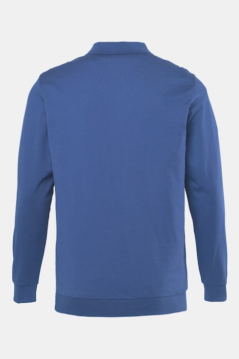 Langarmpoloshirt, Bauchfit, verdeckter Zipper, bis 8 XL