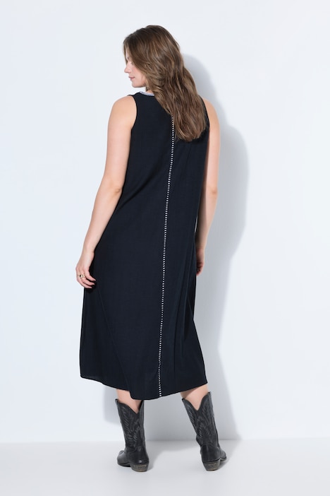 Maxikleid, A-Line, Einfassungen, ärmellos