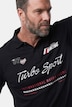 Poloshirt met lange mouwen, buik-fit, borstprint, tot 8XL