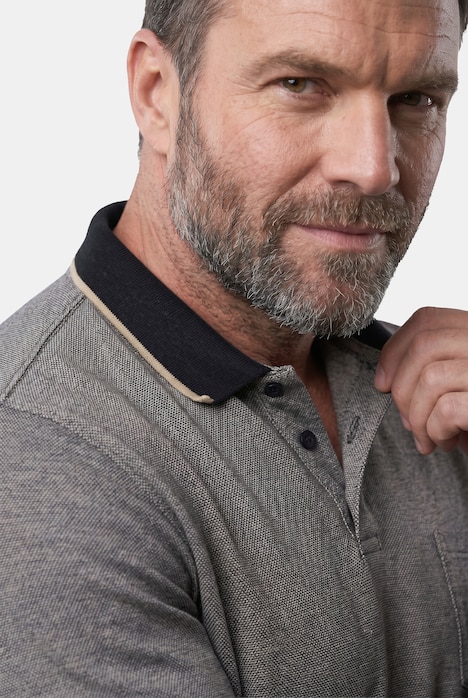 Men+ Langarmpoloshirt, Bauchfit, Piquee, Kontraste, bis 8 XL