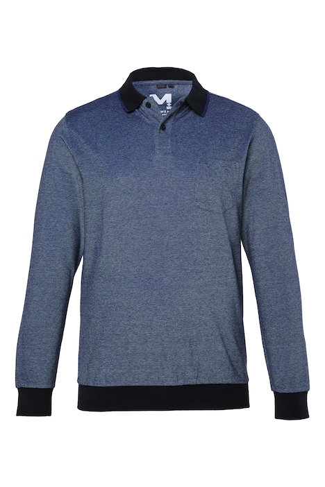 Pánská polokošile s dlouhým rukávem, bauchfit, piqué, kontrasty, do vel. 8XL