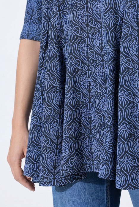 Shirt, Godetfalten, Tunika-Ausschnitt, 3/4-Arm