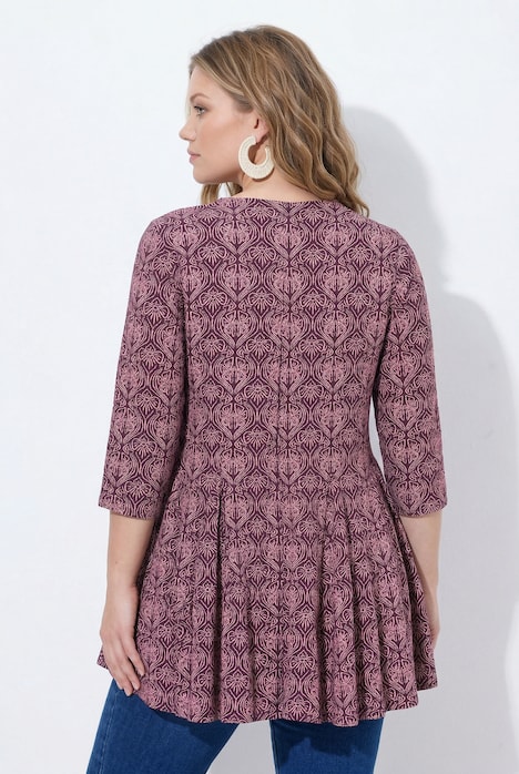 Shirt, Godetfalten, Tunika-Ausschnitt, 3/4-Arm