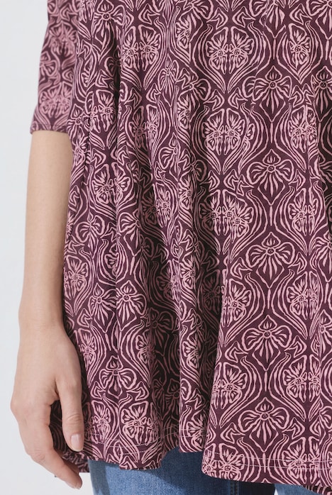 Shirt, Godetfalten, Tunika-Ausschnitt, 3/4-Arm