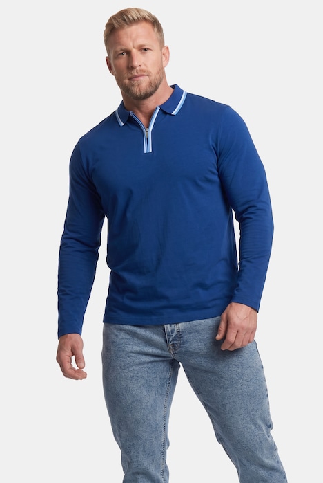 polokošile s dlouhými rukávy, kontrastní pruhy, zip, do vel. 8XL