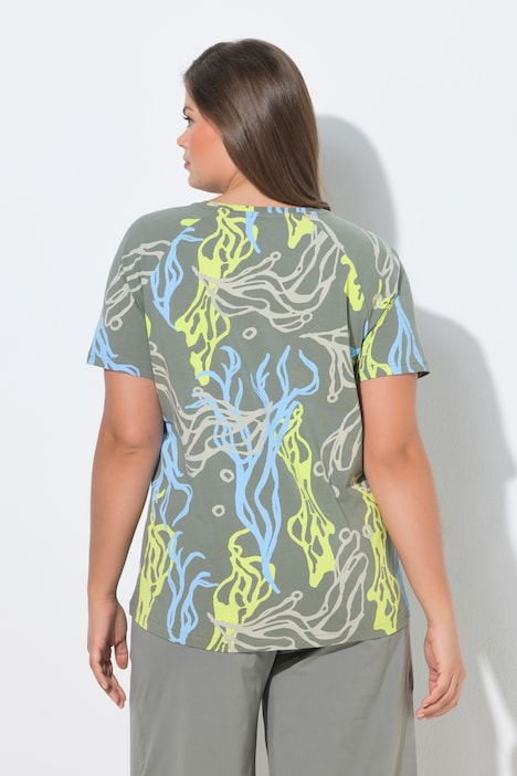 T-Shirt, 1/2 Arm, V-Ausschnitt, Allover-Print, OEKO-TEX MIG