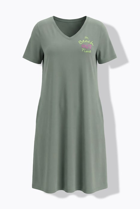Robe t-shirt à manches courtes et encolure en V. Label OEKO-TEX
