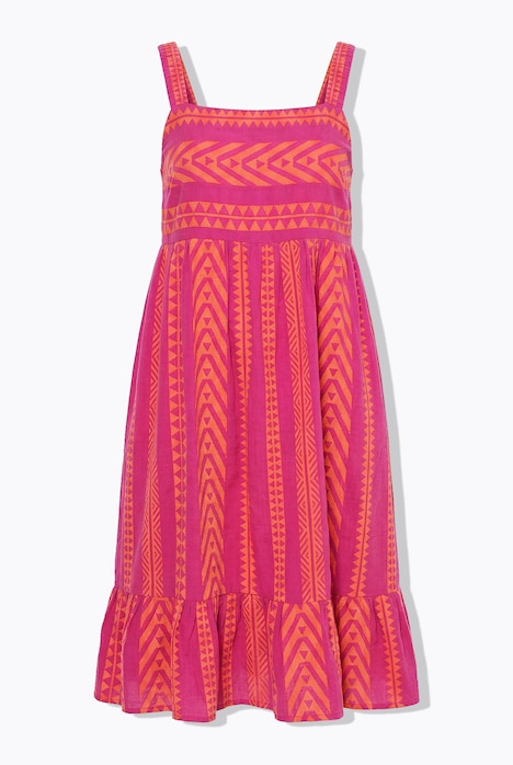 Maximekko, A-linjainen, jacquard-kuvio, joustavat olkaimet