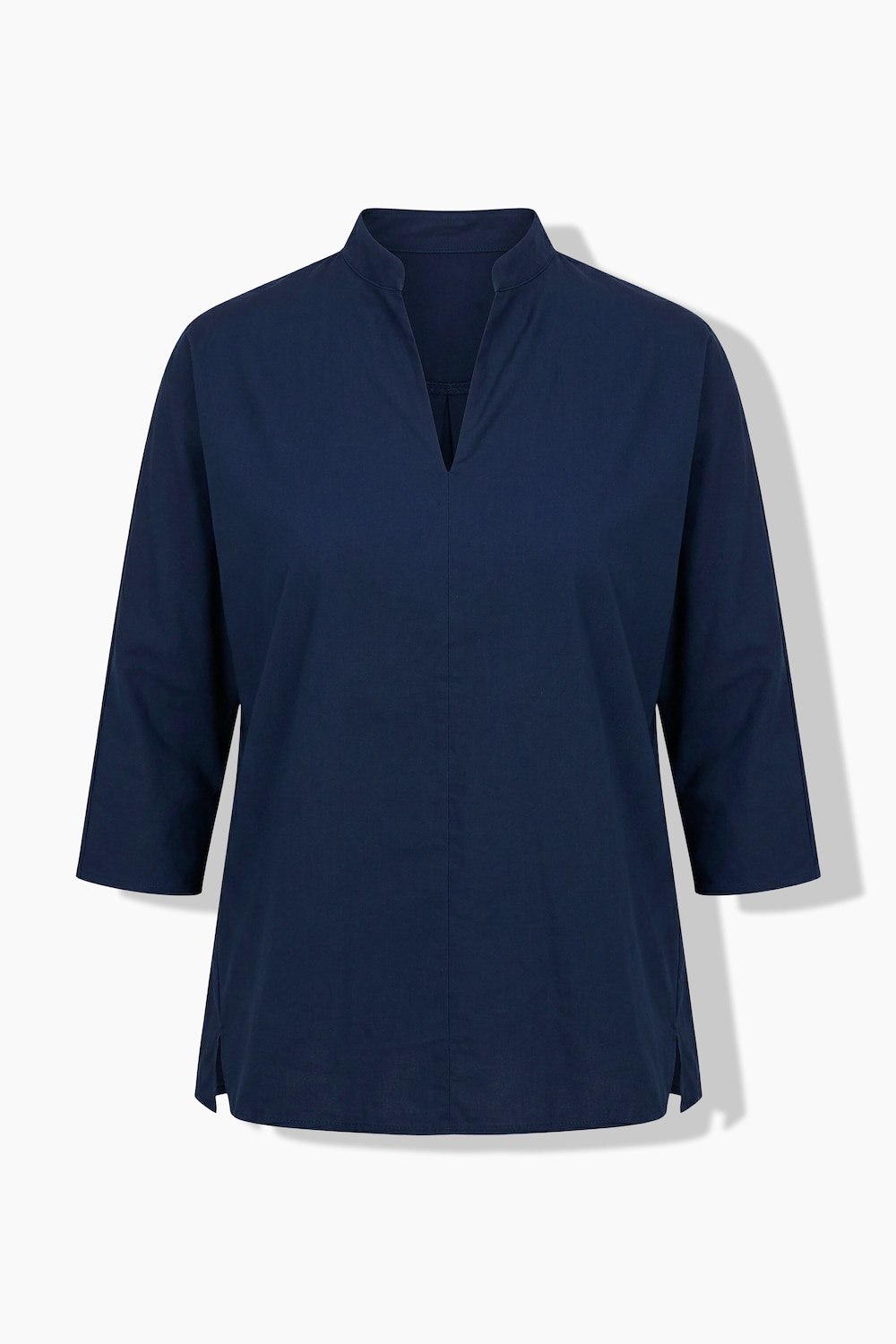 Bluse, Ziernaht, Kelchkragen, 3/4-Arm, Biobaumwolle