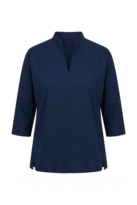 Bluse, Ziernaht, Kelchkragen, 3/4-Arm, Biobaumwolle