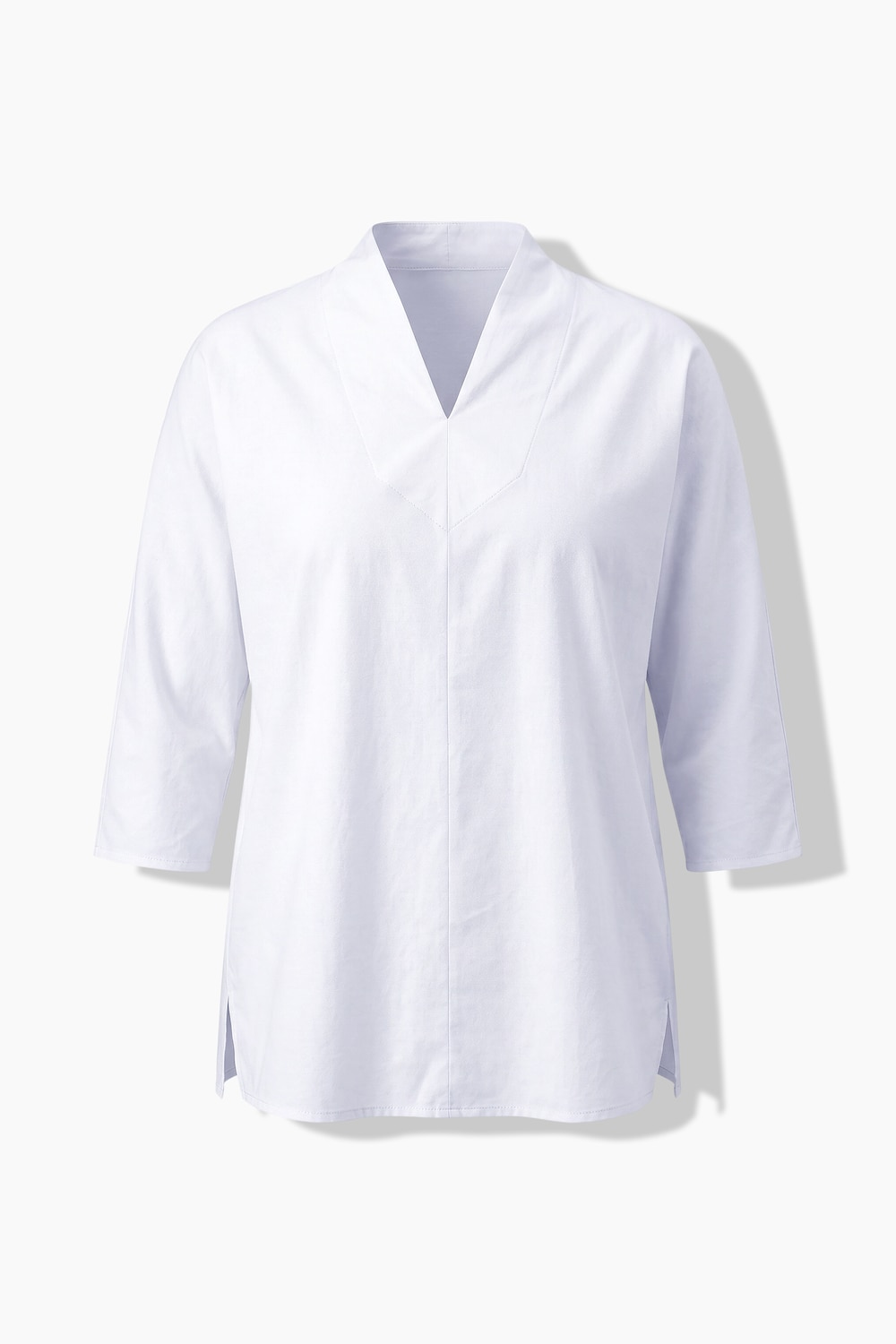Bluse, Ziernaht, Kelchkragen, 3/4-Arm, Biobaumwolle