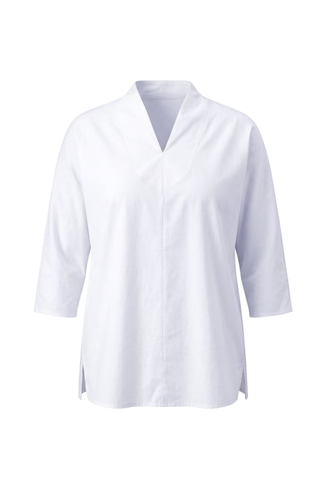 Bluse, Ziernaht, Kelchkragen, 3/4-Arm, Biobaumwolle