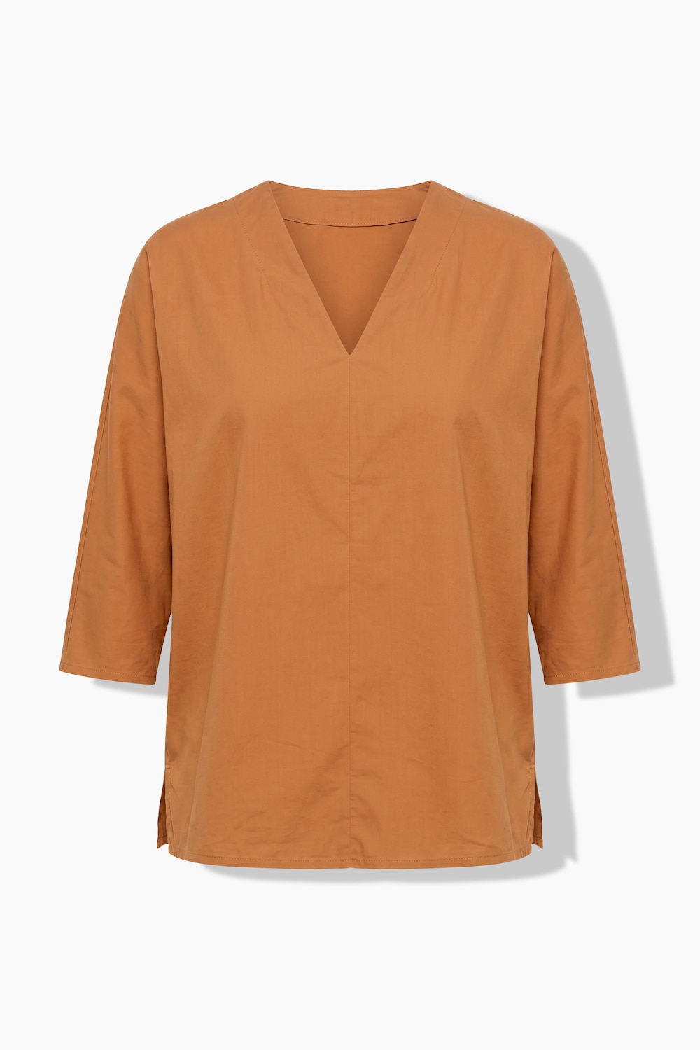 Bluse, Ziernaht, Kelchkragen, 3/4-Arm, Biobaumwolle