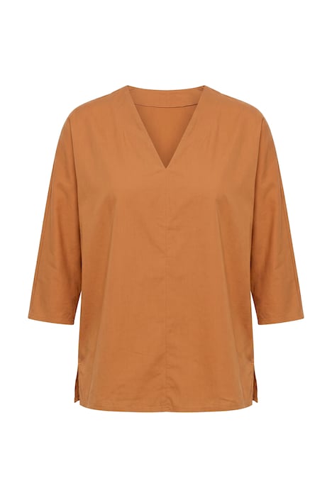 Bluse, Ziernaht, Kelchkragen, 3/4-Arm, Biobaumwolle