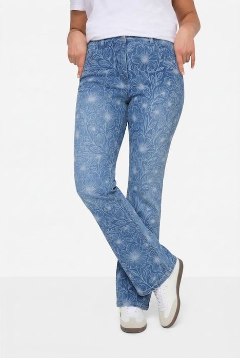 Jeans Emma, Slim Fit, Blütenmuster, 5-Pocket
